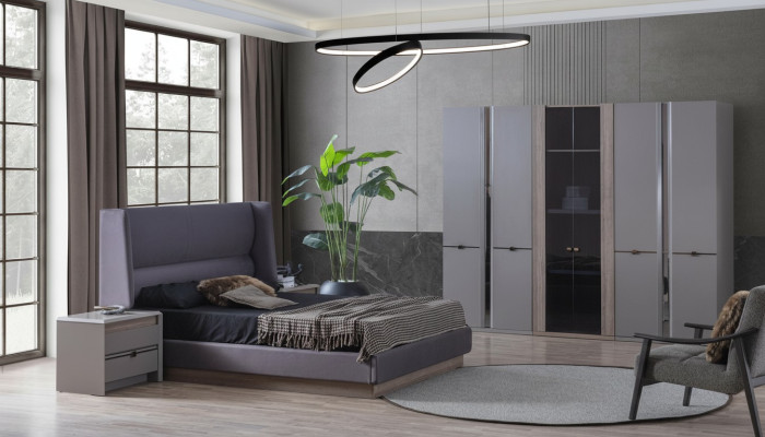 Chambre à coucher Ensemble de lit Armoires à vêtements Armoire Lits 2x Tables de chevet 4 pièces.