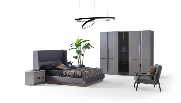 Chambre à coucher Ensemble de lit Armoires à vêtements Armoire Lits 2x Tables de chevet 4 pièces.
