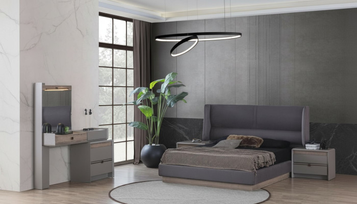 Ensemble de chambre exclusif Style Lit + Coiffeuse et 2 tables de chevet 4 pièces.
