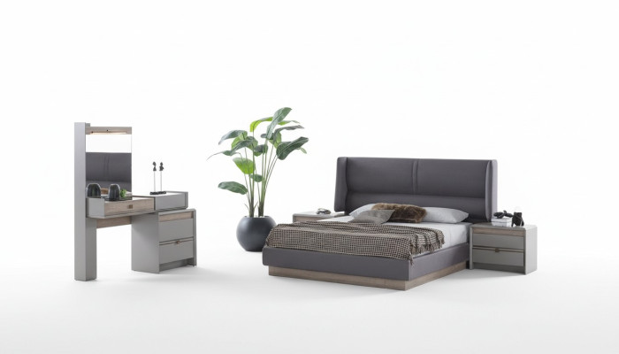 Ensemble de chambre exclusif Style Lit + Coiffeuse et 2 tables de chevet 4 pièces.
