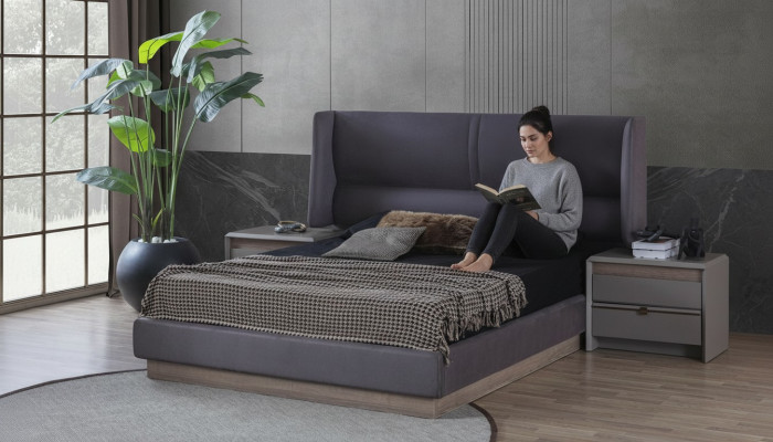 Ensemble de chambre à coucher de luxe Lit complet 2x Table de chevet Moderne 3 pièces nouvelle