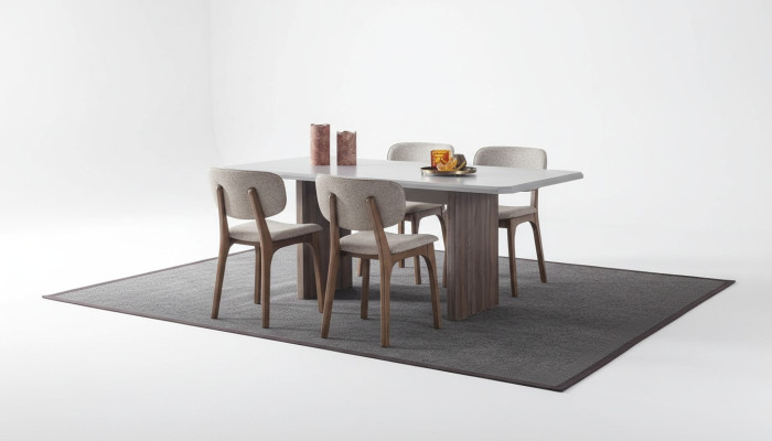 Ensemble de salle à manger design. Composé de 5 pièces. Table à manger et 4 chaises modernes.