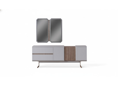 Buffet exclusif pour salle à manger 2x Commode avec miroir 210cm Style Bois 3 pièces