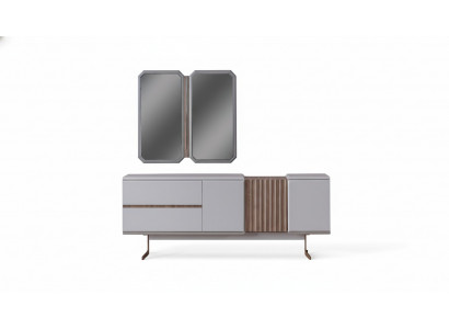 Buffet exclusif pour salle à manger 2x Commode avec miroir 210cm Style Bois 3 pièces
