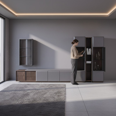 ensemble de salon exclusif TV armoire 2x vitrine étagère murale étagères 4 pièces.