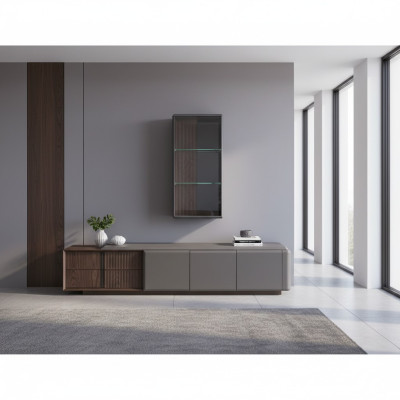 Ensemble de salon design TV Armoire avec étagère murale exclusive Étagère 2 pièces.