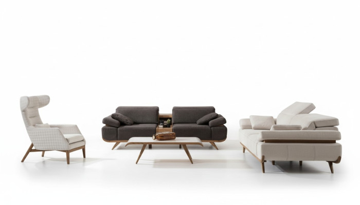 Ensemble de canapé de salon bicolore moderne 3+2 places avec fauteuil de luxe.