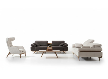 Ensemble de canapé de salon bicolore moderne 3+2 places avec fauteuil de luxe.
