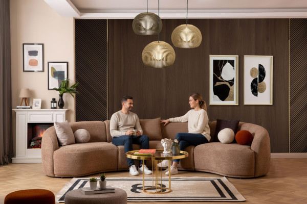 Canapé rond design Marron Coin de canapé Mobilier moderne Salon Canapés de luxe