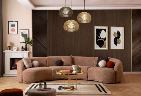 Canapé rond design Marron Coin de canapé Mobilier moderne Salon Canapés de luxe