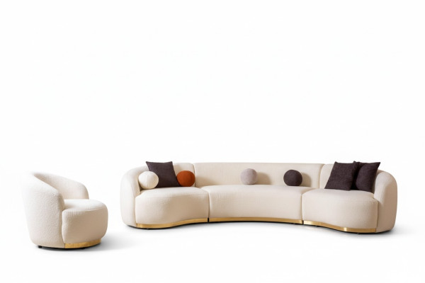 Ensemble de salon design Canapé moderne Canapé rond + 1 fauteuil 2 pièces