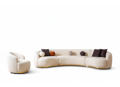 Ensemble de salon design Canapé moderne Canapé rond + 1 fauteuil 2 pièces