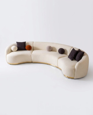 Canapé rond de designer Ensemble d'angle blanc Mobilier moderne dans le salon de luxe