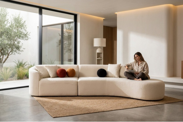 Canapé d'angle en coin blanc de designer Canapé modulaire en L Mobilier moderne Salon Suite d'angle