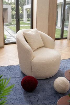 Fauteuil moderne blanc siège de salon textile design mobilier club lounge