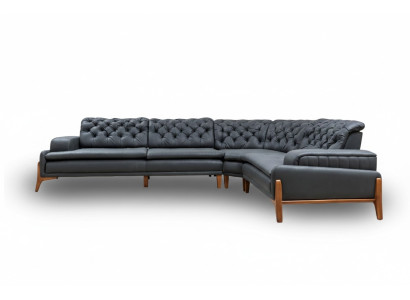 Canapé d'angle de luxe en forme de L avec système audio Moderne Gris Mobilier rembourré en similicuir