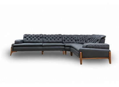 Canapé d'angle de luxe en forme de L avec système audio Moderne Gris Mobilier rembourré en similicuir