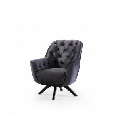 Fauteuil moderne de couleur noire pour salon en textile de design luxueux.
