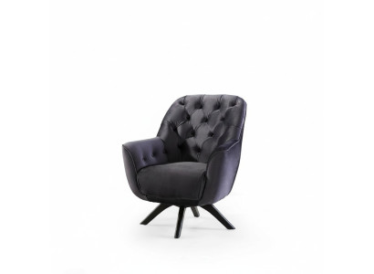Fauteuil moderne de couleur noire pour salon en textile de design luxueux.