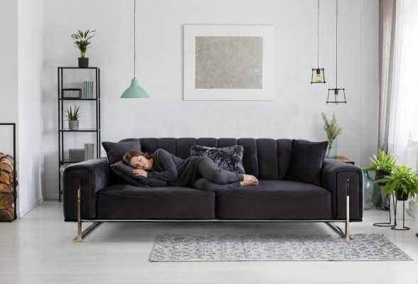 Canapé design 3 places Meubles modernes Noir 240cm Grand xxl Salon