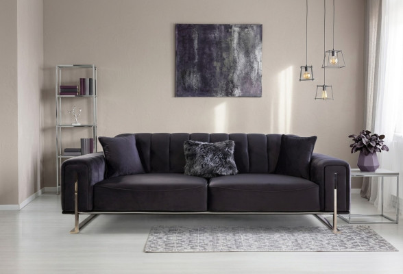 Canapé design 3 places Meubles modernes Noir 240cm Grand xxl Salon