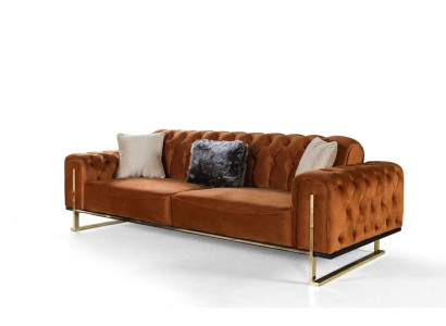 Canapé Chesterfield de luxe 3 places Marron cognac Canapés en tissu d'ameublement