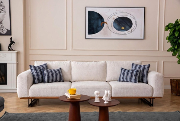 Designer Canapé 4 Places Mobilier Moderne Couleur Blanche de Style Salon