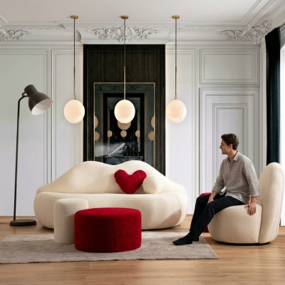 Designer Canapé de salon Canapé Meubles 4 pièces. Canapé 3 places et 3 tabourets
