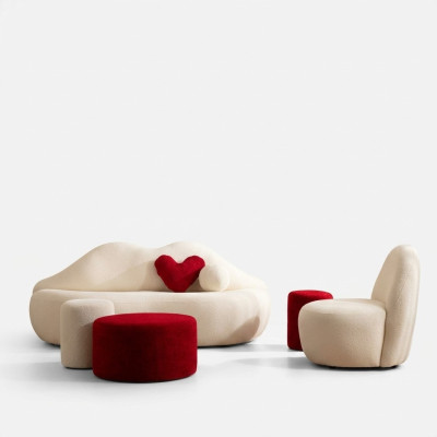 Designer Canapé de salon Canapé Meubles 4 pièces. Canapé 3 places et 3 tabourets