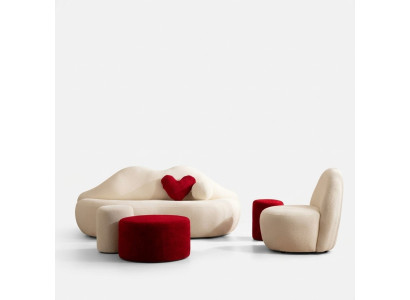 Designer Canapé de salon Canapé Meubles 4 pièces. Canapé 3 places et 3 tabourets