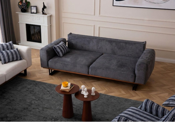 Canapé 230cm Coussin de siège Canapé 3 places Gris Meubles design Salon