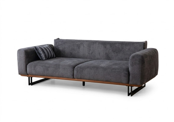 Canapé 230cm Coussin de siège Canapé 3 places Gris Meubles design Salon