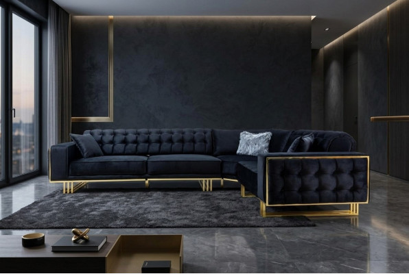 Canapé d'angle exclusif moderne en forme de L de style designer Mobilier Salon Ensemble d'angle