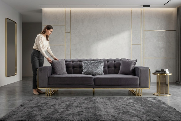 canapé Meubles de luxe Salon Pieds 240cm Canapé Canapés 3 places