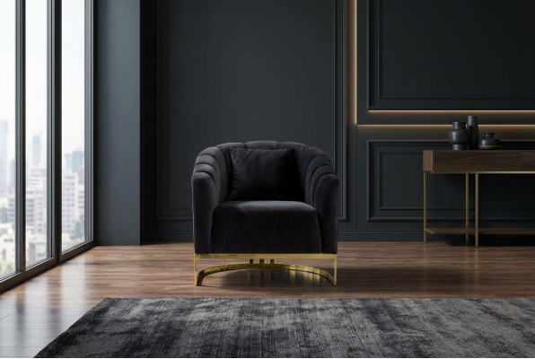 Fauteuil exclusif de luxe éléments noirs en acier inoxydable Meubles de Club Longe