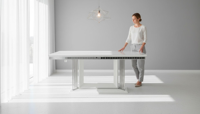 Table de salle à manger exclusive de designer Mobilier moderne dans la salle à manger Table blanche 200x100