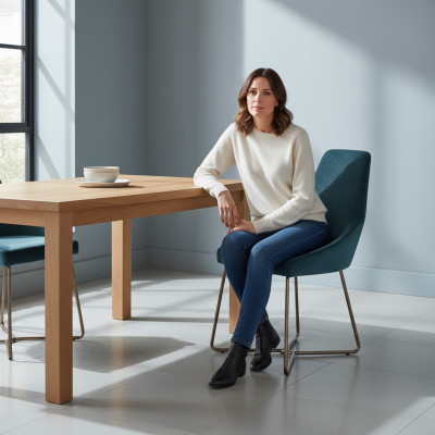 Des chaises design modernes exclusives de couleur verte de luxe dans la salle à manger nouveauté