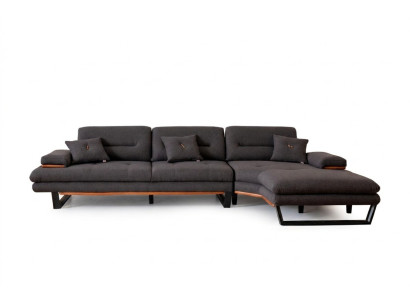 Canapé d'angle gris design en forme de L, mobilier moderne pour le salon, canapé d'angle.