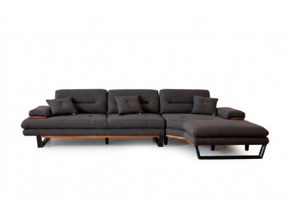 Canapé d'angle gris design en forme de L, mobilier moderne pour le salon, canapé d'angle.