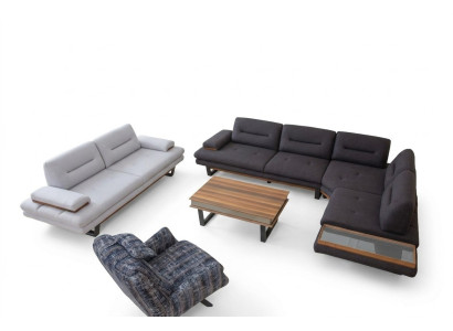 Ensemble élégant de salon moderne avec canapé d'angle en 3 pièces