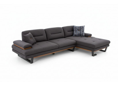 Canapé d'angle en L de style gris de luxe dans le salon Ensemble de coin Designer Canapés