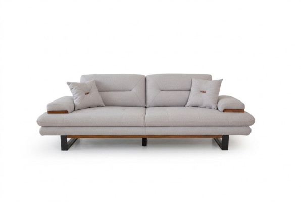 Canapé gris de designer 3 places, mobilier de style moderne dans le salon, canapés de 238 cm