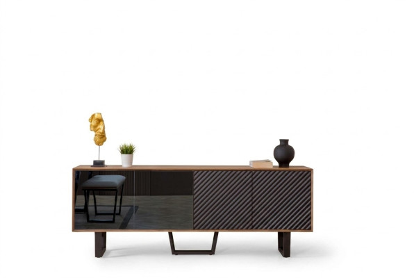 Ensemble salle à manger de designer 4 pièces Buffet avec 3 miroirs Style moderne neuf