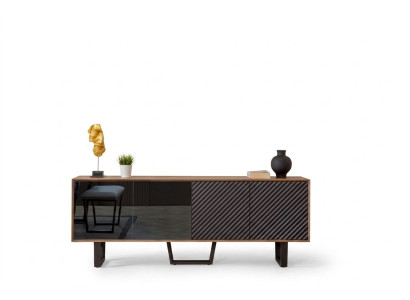 Ensemble salle à manger de designer 4 pièces Buffet avec 3 miroirs Style moderne neuf