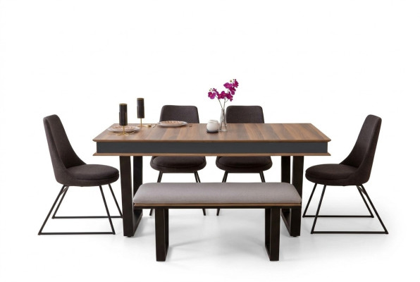 Ensemble de salle à manger Table à manger 4x chaises Tabouret Buffet Ensemble de salle à manger 3x miroir 10 pièces