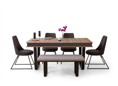 Ensemble de salle à manger Table à manger 4x chaises Tabouret Buffet Ensemble de salle à manger 3x miroir 10 pièces