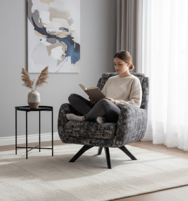Fauteuil design de salon Mobilier de luxe Gris Style siège unique Lounge Club