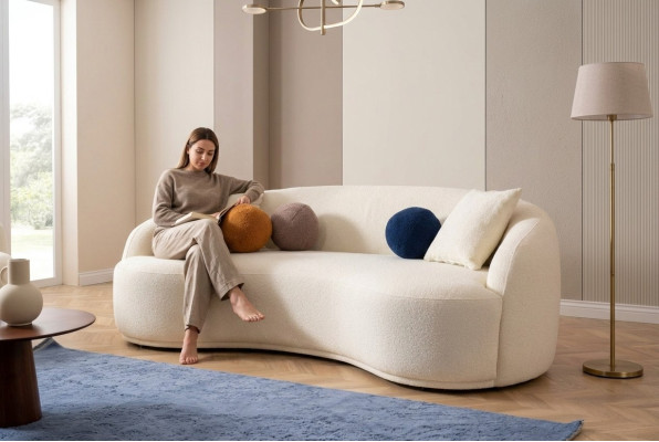 Canapé design Canapés semi-circulaires Canapé de luxe Mobilier rembourré 4 places xxl grand