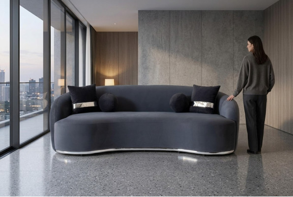 Canapé design 4 places - Canapés noirs Grand banc xxl Meubles de siège 250cm