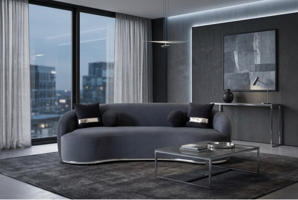 Canapé design 4 places - Canapés noirs Grand banc xxl Meubles de siège 250cm